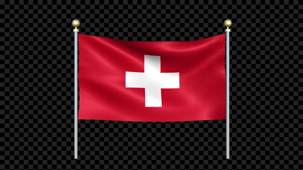 Switzerland Flag Waving In Double Pole Looped