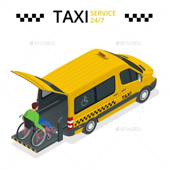 Isometric Taxi or Car for Man on Wheelchair