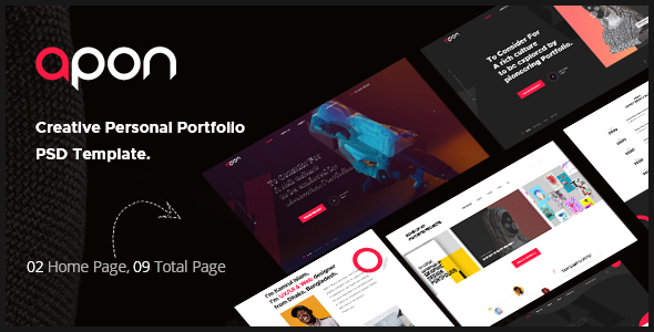 Apon - Minimal Personal Portfolio Adobe XD Template