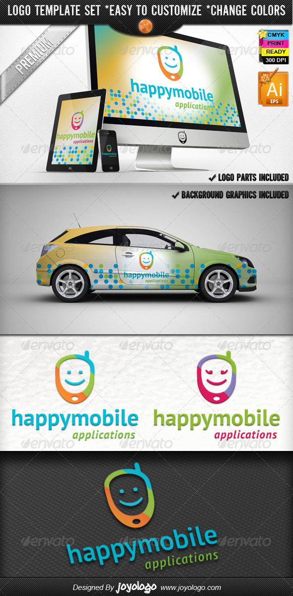 App Development Phone Happy Mobile Logo Design
