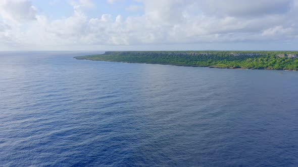 Panoramic drone view of Cotubanama National Park from over the Caribbean