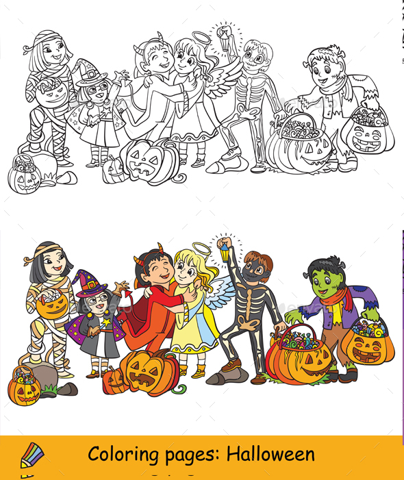 Coloring Halloween characters colored