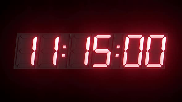 3D Render of Digital Clock Countdown Timer - 15 Minutes