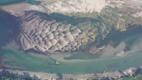 Aerial view of the Kaliganga river in Dhaka, Bangladesh.