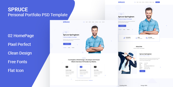 Spruce – Personal Portfolio PSD Template – 0 Sold!