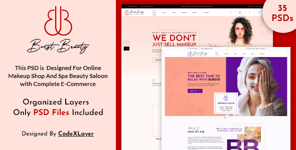 Burst Beauty | Cosmetics Shop And Spa Saloon PSD Template