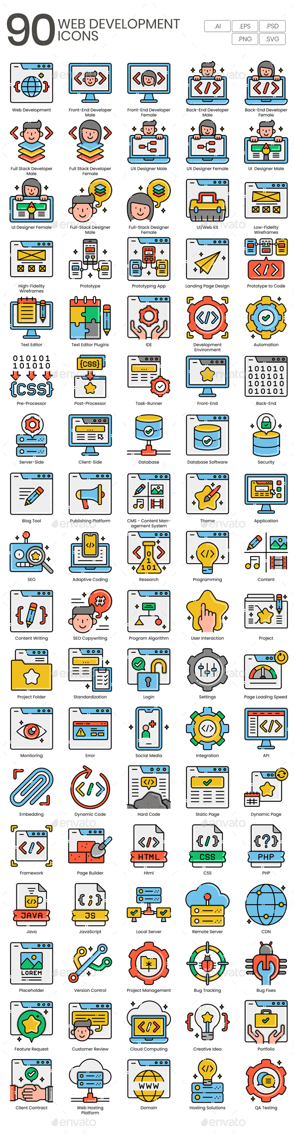 90 Web Development Icons - Aesthetics Series