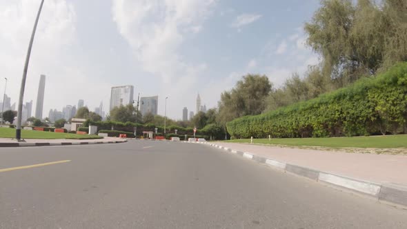 Middle Eastern Trip Firstperson View in a Moving Car on a Road City in an Arab Country Road