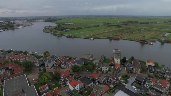 Aerial Dutch village scene