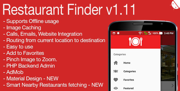 Restaurant Finder Full Android Application v1.11
