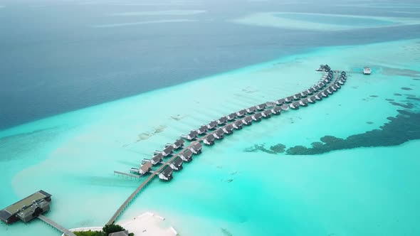 Drone Video of Exotic Turquoise Paradise and Water Villa Bungalows Maldives