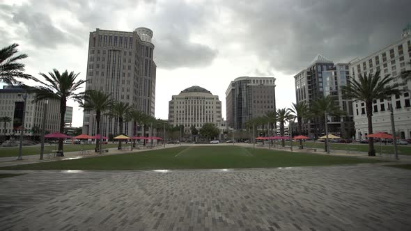 Park and the City Hall in downtown Orlando