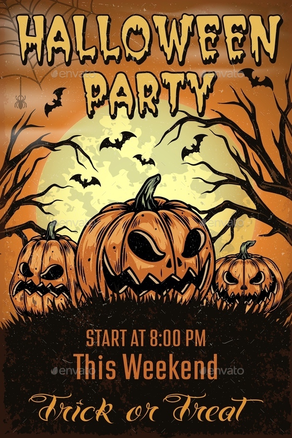 Halloween Party Colorful Vintage Template