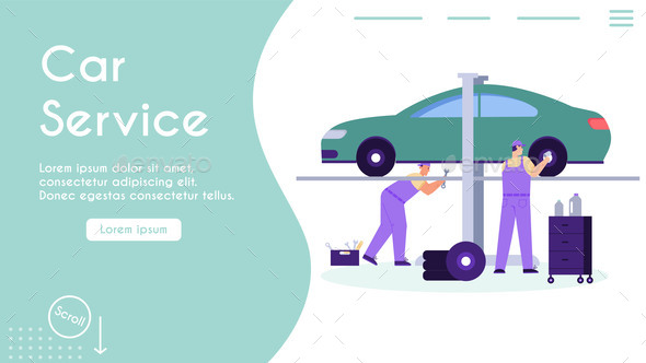 Vector Banner of Car Service and Maintenance