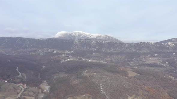 Mountain Stol in Eastern Serbia by winter 4K drone footage