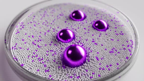 Several Purple Spheres Are Spinning in a Circle