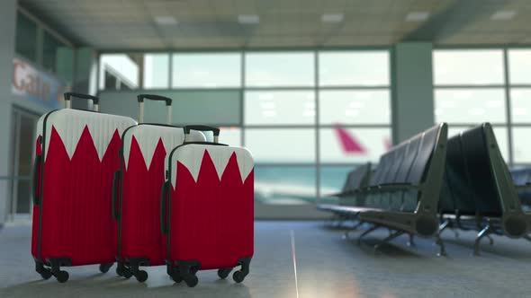 Travel Suitcases with Flag of Bahrain