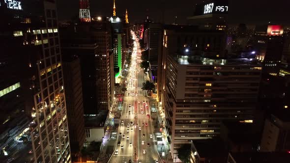 Night scape downtown Sao Paulo Brazil. Night city landscape of downtown district