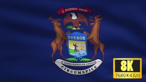 8K Michigan State Flag Background