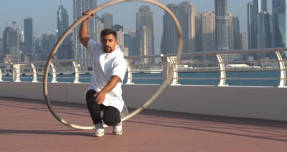 Young Performer is Getting Warmed Up Before Wheel Gymnastics Show Dubai