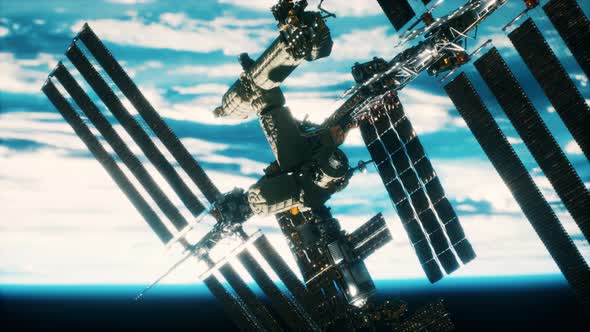 International Space Station on Orbit of Earth Planet Elements Furnished By NASA