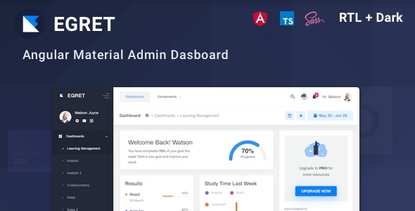 Egret – Angular 11+ Material Design & HTML Admin Template