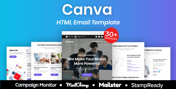 Canva - Multipurpose Responsive Email Template 30+ Modules Mailchimp