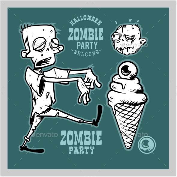 Halloween Party Design Template with Cartoon