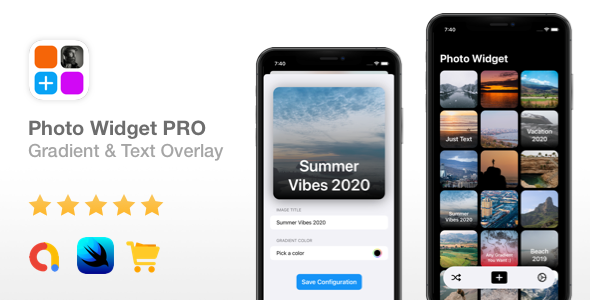 Photo Widget Pro - Admob Ads, In-App Purchases, Text/Gradient Overlay