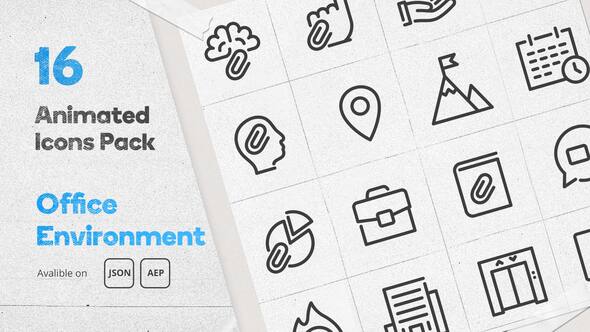 Office Environment Animated Icons Pack - Wordpress Lottie Json Animation SVG