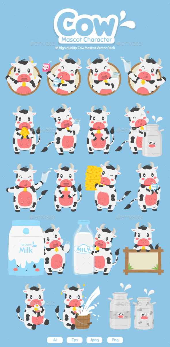 Cow Mascot Vector Pack