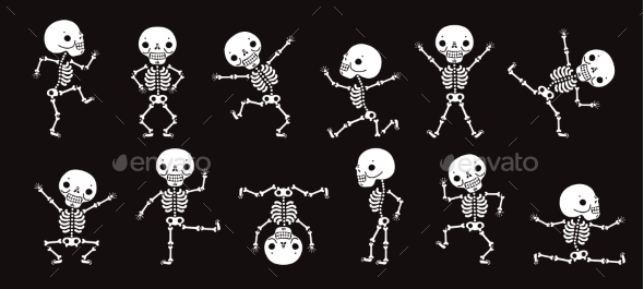Dancing Skeletons. Cute Halloween Skeleton Dancers