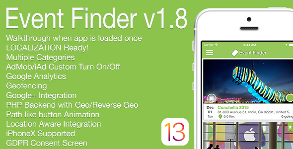 Event Finder Full iOS Application v1.8