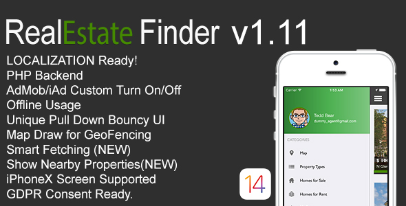 RealEstate Finder Pełna aplikacja na iOS v1.9