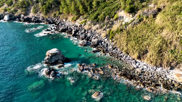 Texture of the sea and wild beach aerial view 4 K