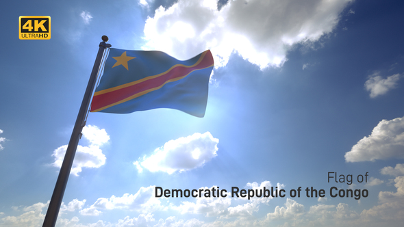 Democratic Republic of the Congo Flag on a Flagpole V4 - 4K