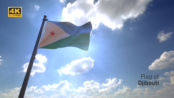 Djibouti Flag on a Flagpole V4 - 4K