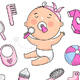 Baby Character with Baby Shower Elements - GraphicRiver Item for Sale