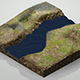 Low Poly Moat Lake River Grass Level w/Camera & Lighting Scene - 3DOcean Item for Sale