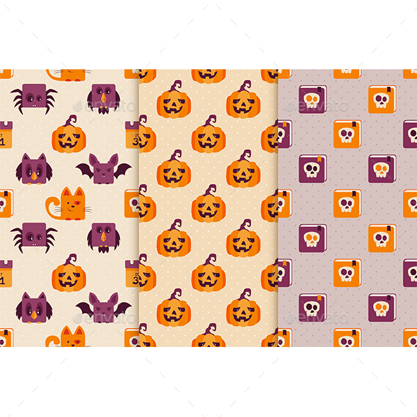 Seamless Backgrounds with Halloween Icons