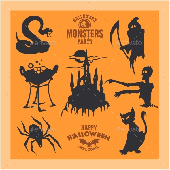 Set of Monsters for Halloween. A Collection of