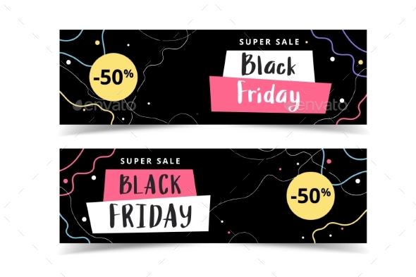 Black Friday Banner Set, Abstract Modern Template