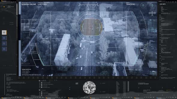 Advanced Target Monitor Interface Tracks A Moving Red Car On A City Highway alt