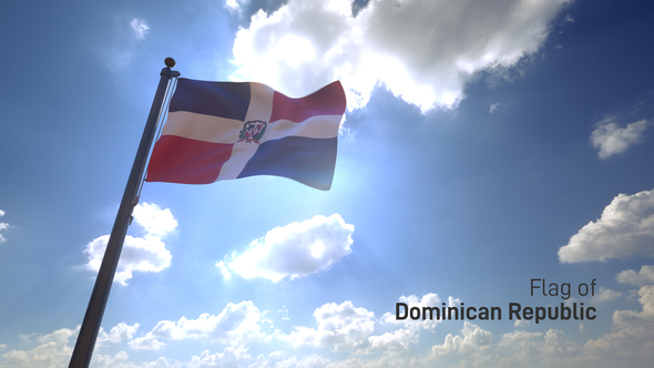 Dominican Republic Flag on a Flagpole V4