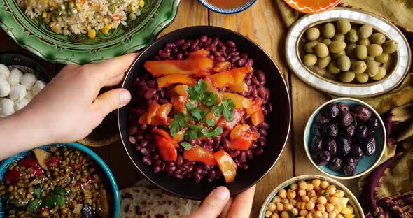 A Dish of Beans on the Table