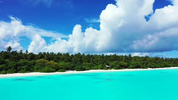 Aerial above seascape of exotic coastline beach time by blue sea and white sand background of a dayt