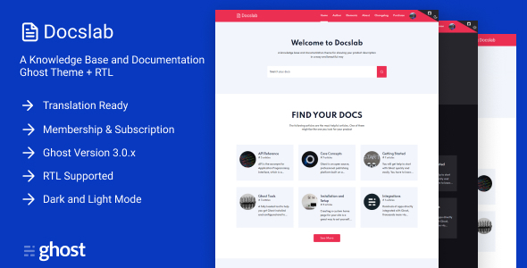 Docslab - a Knowledge Base and Documentation Ghost Theme + RTL