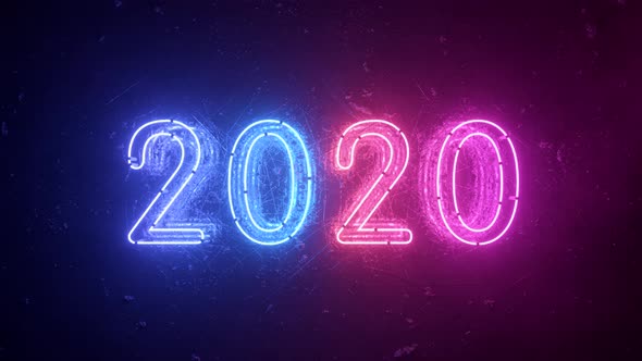 2020 Neon Sign Background New Year Concept