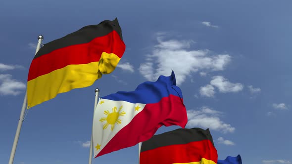 Waving Flags of Philippines and Germany