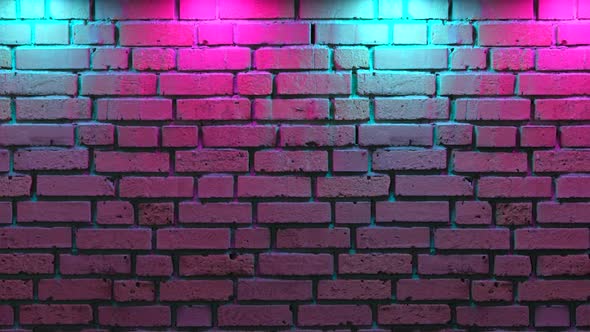 Empty Brick Wall with Neon Light Copy Space